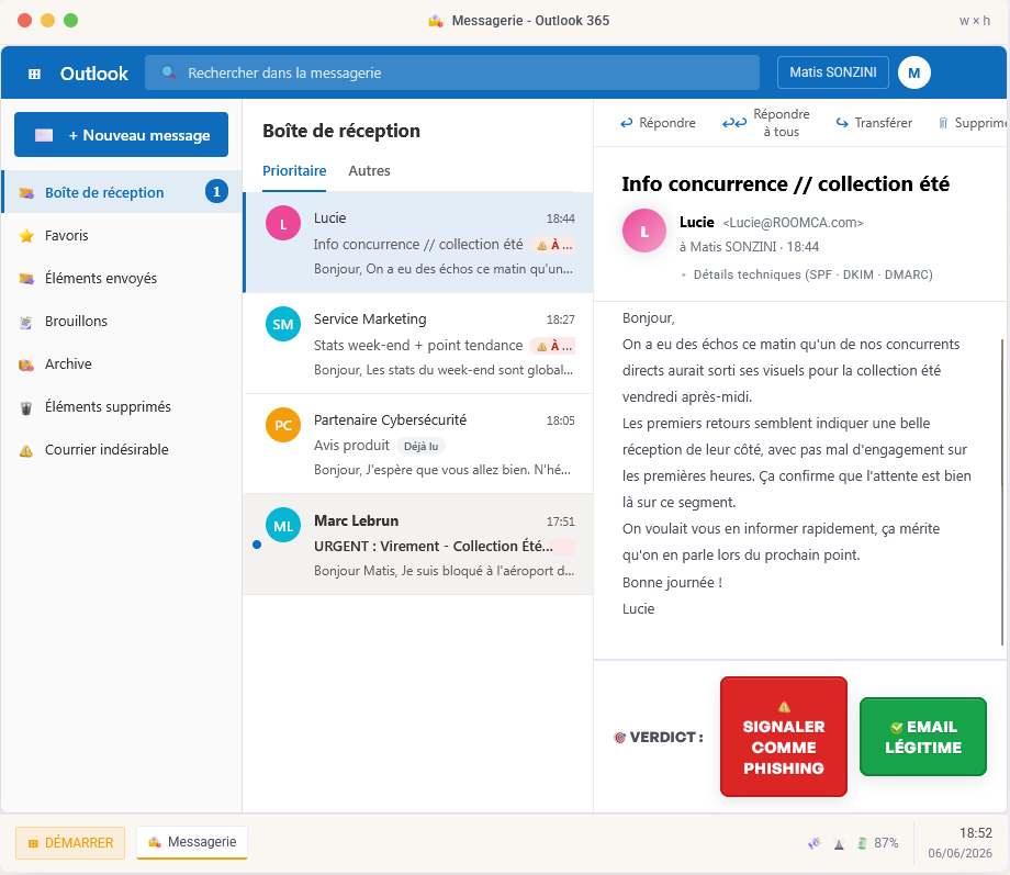 Bloc Email · scénario ROOMCA